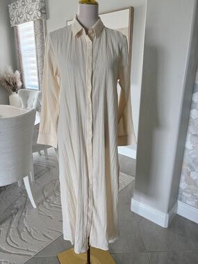 NWT J Crew Long beach shirt in airy gauze in sesame color